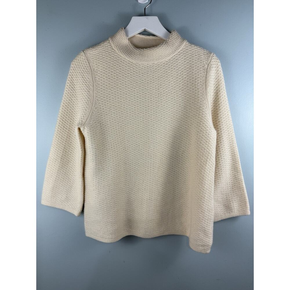 Emerson Rose Cashmere Sweater Sz M Cream Mock Neck Quiet Luxury Minimalist
